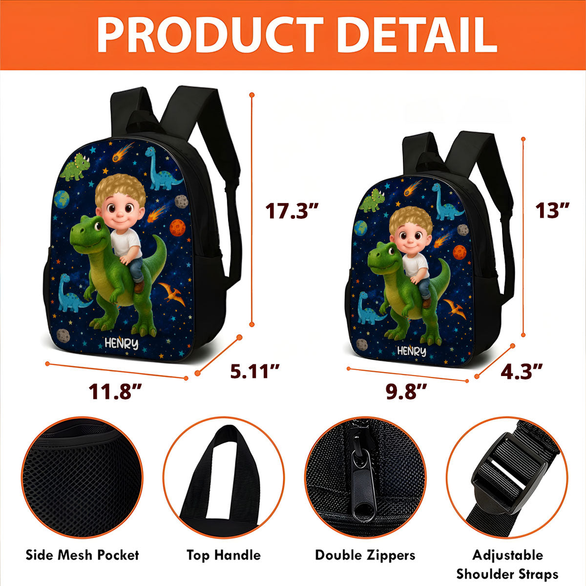 Dinosaur Adventure for Boys Girls - Personalized Backpack - Back to School Backpack for Kids