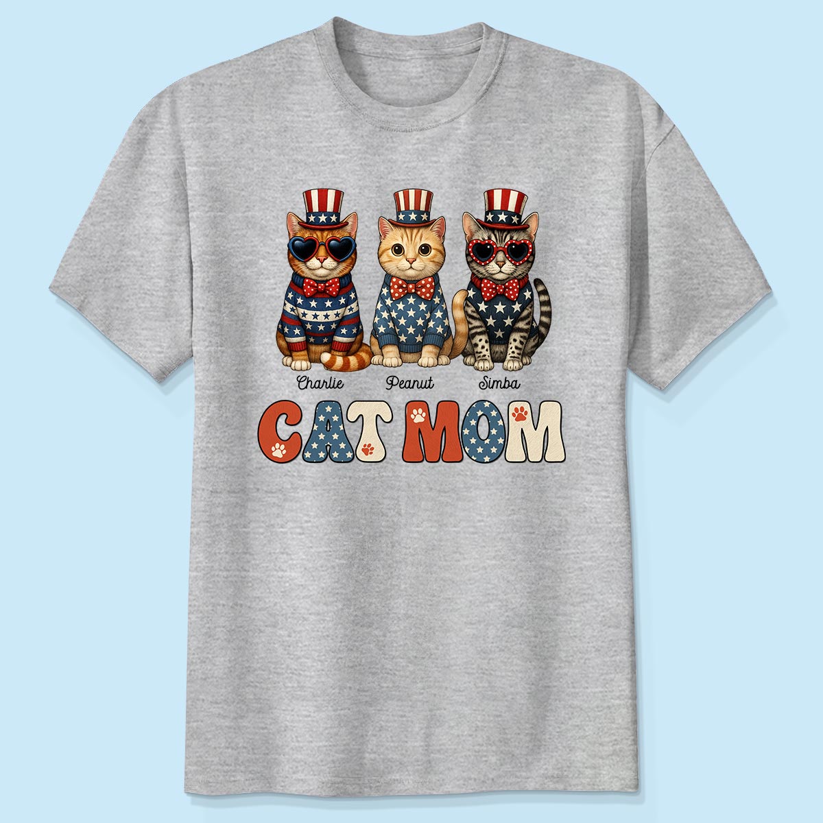 Retro Vintage Cat Mom 4th Of July Personalized Shirt