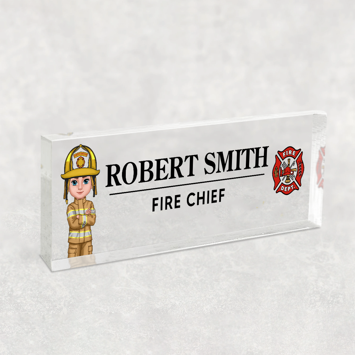 Proud Firefighter Personalized Acrylic Desk Name Plate, Appreciation Gift, Christmas Gift, Retirement Gift