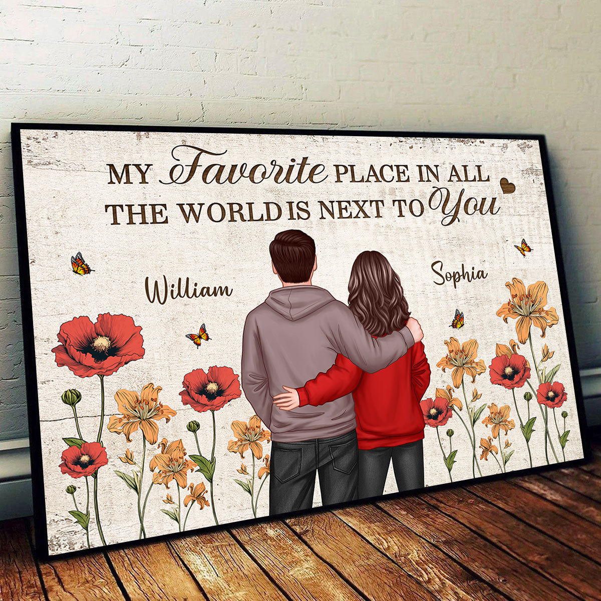 Couple Birth Month Flower Personalized Poster, Heartfelt Gift For Couple, For Him, For Her, Boyfriend, Girlfriend, Husband, Wife