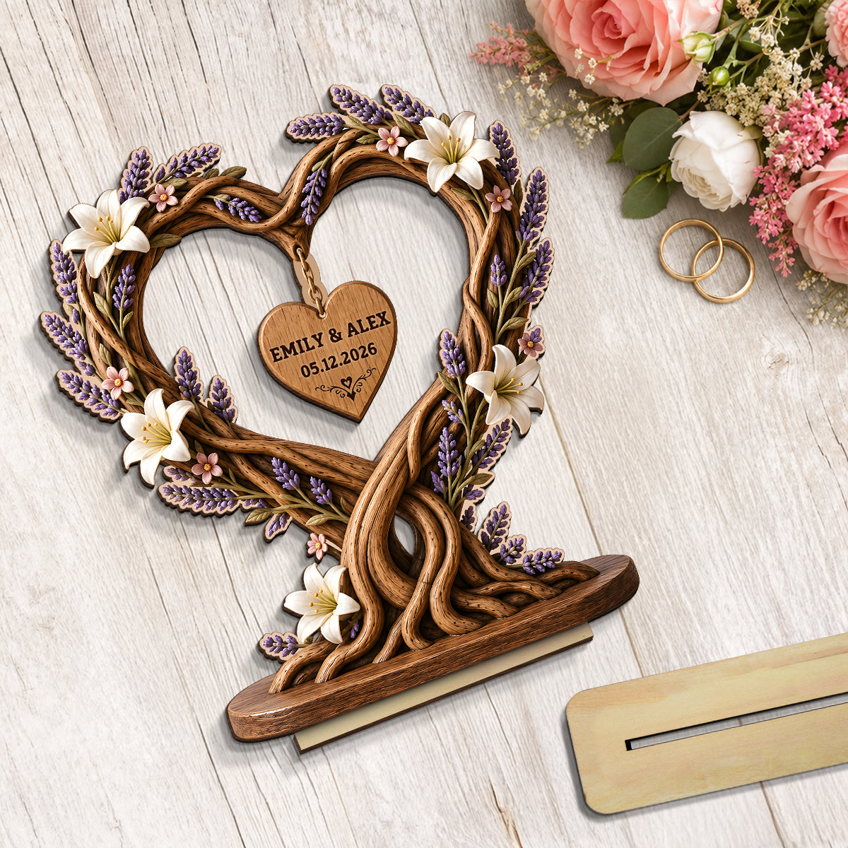 Couple Heart Tree Of Life - Personalized 2-Layered Wooden Plaque - Heartfelt Anniversary Gift for Her, for Him