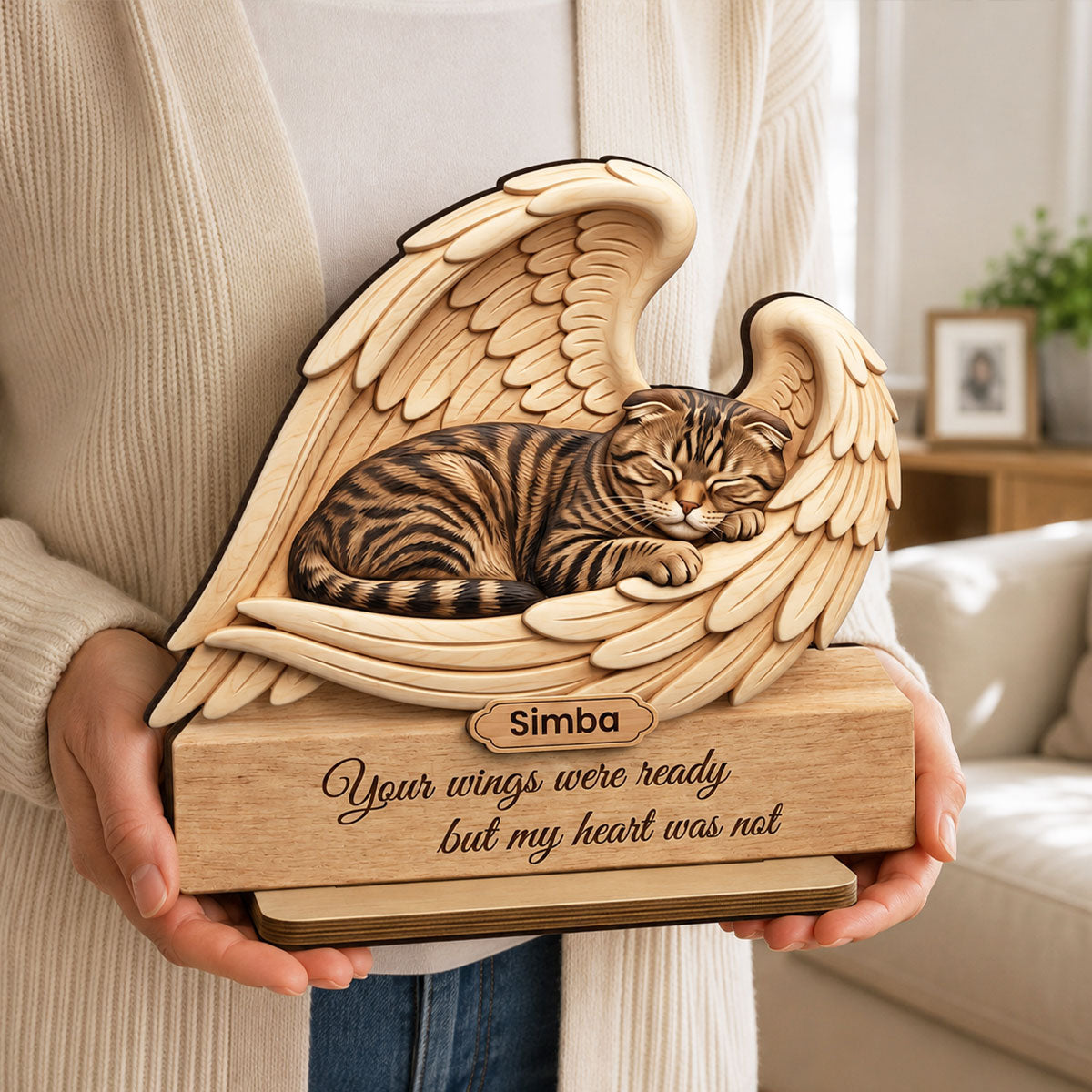 Cat Memorial I Loved You Your Whole Life - Personalized 2-Layered Wooden Plaque - Sympathy Pet Loss Gift