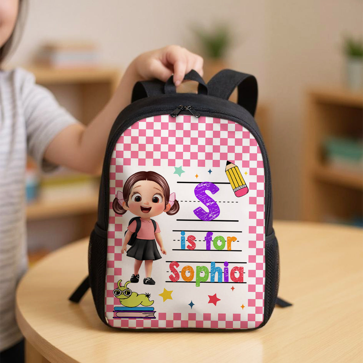 Back To School Gift For Kid, Custom Name Retro Personalized Backpack