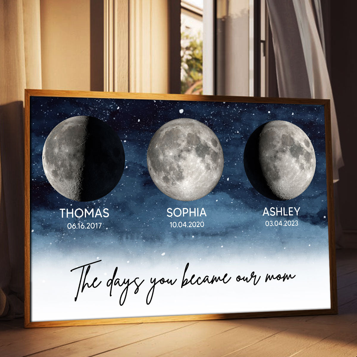 Starry Night The Day You Became Our Mom Dad Custom Birthday Moon Phase Personalized Poster, Gift, Father's Day Gift