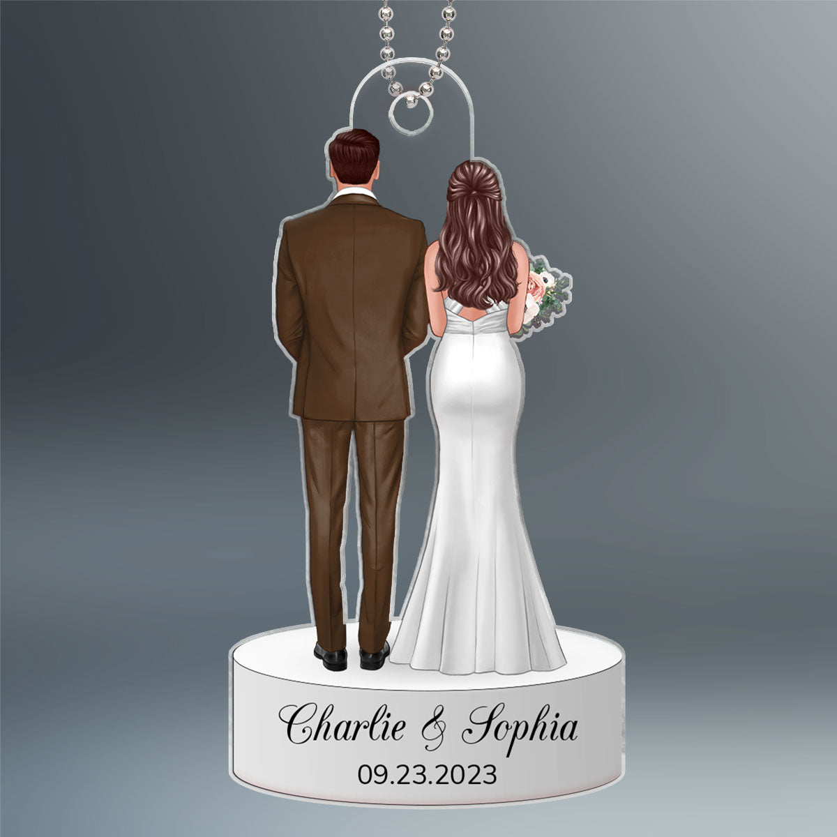 Bride & Groom Back View Wedding Keepsake Christmas Decor Personalized Acrylic Ornament