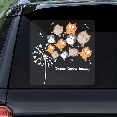 Dandelion Funny Cat Decor On Car Fridge Window Personalized Decal, Gift For Cat Lover