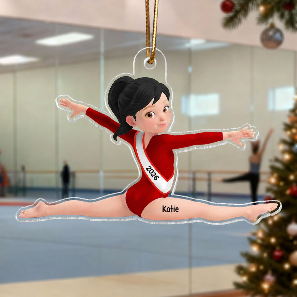 3D Effect Gymnastic Girl Front Split Pose - Personalized Acrylic Ornament - Gymnast Gift For Daughter, Granddaughter