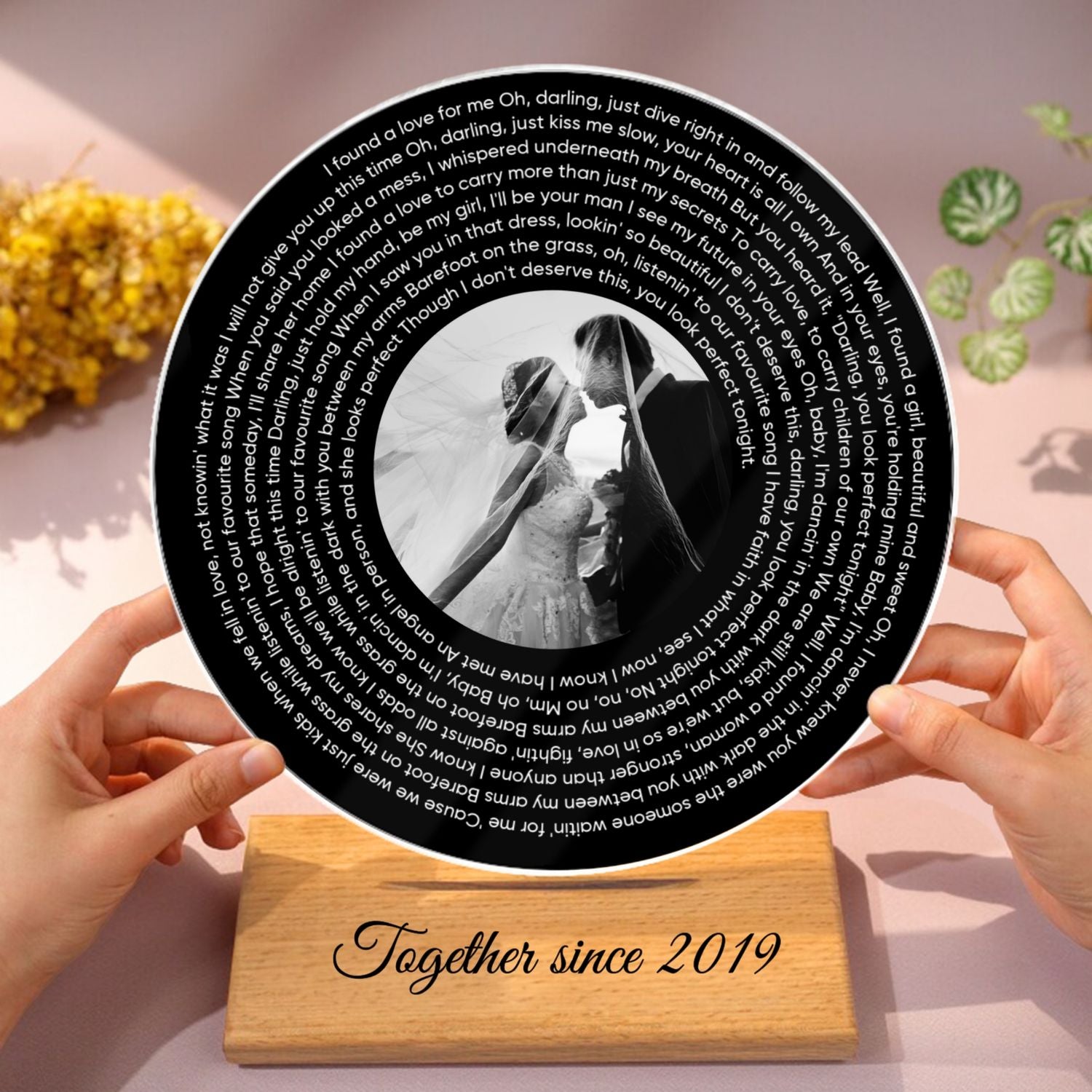 Personalized Music Photo Lyrics Circle Plaque, Gifts for Girlfriend, Boyfriend, Husband Wife, Sister Besties Wedding Gift
