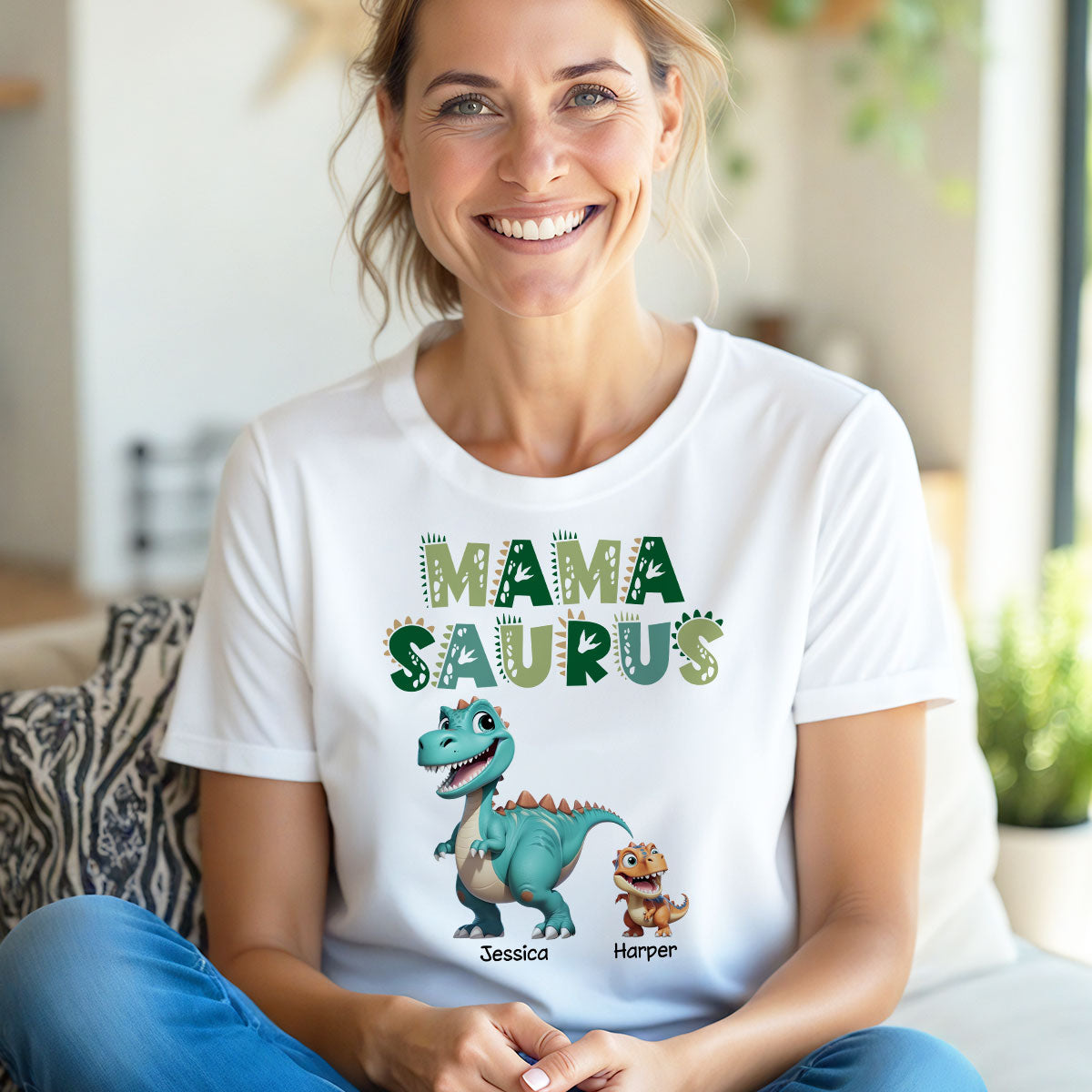 3D Effect Mamasaurus And Babysaurus Personalized Shirts [Set Of 2 Shirts]