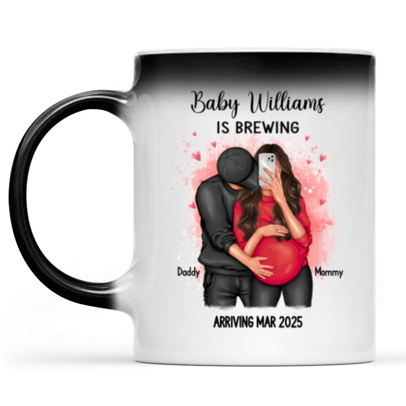 We’re Pregnant Secret Message, Hugging Couple, Hidden message Personalized Color Changing Mug, Pregnancy Reveal, Pregnancy Announcement, Baby Announcement