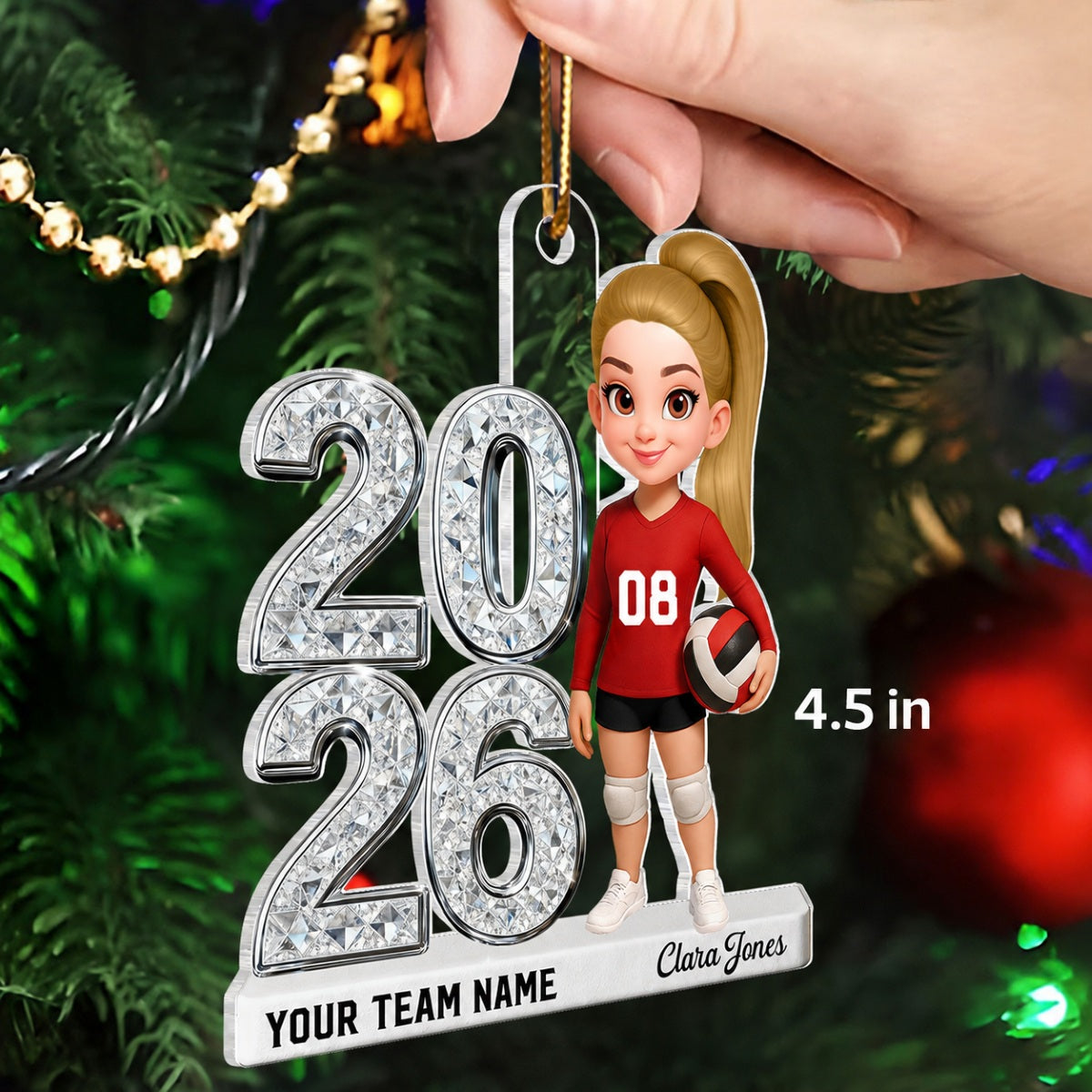 3D Shiny Effect Sport Player With Year - Personalized Acrylic Ornament - Gift For Daughter, Granddaughter, Son, Grandson