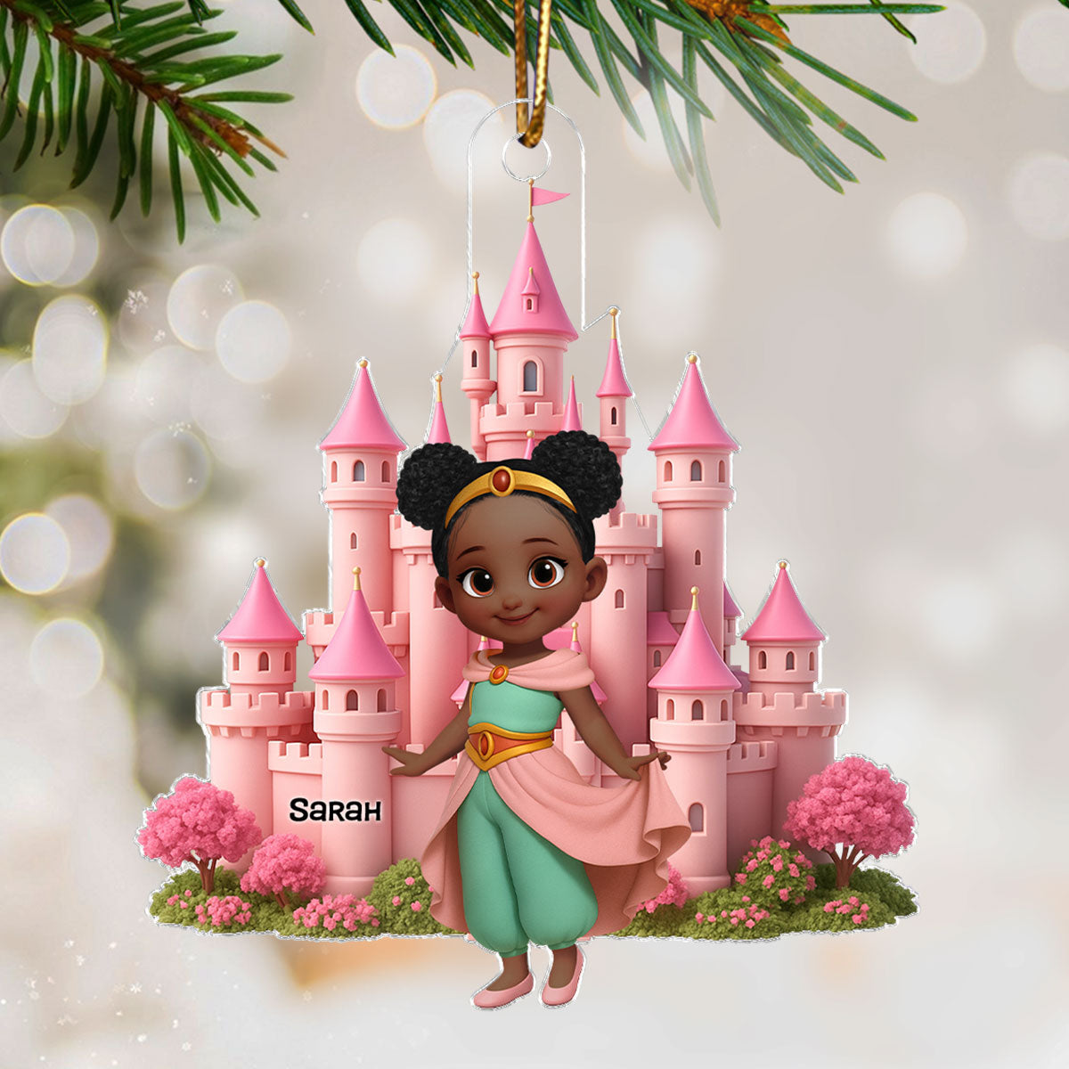 3D Effect Little Princess Castle Personalized Acrylic Ornament