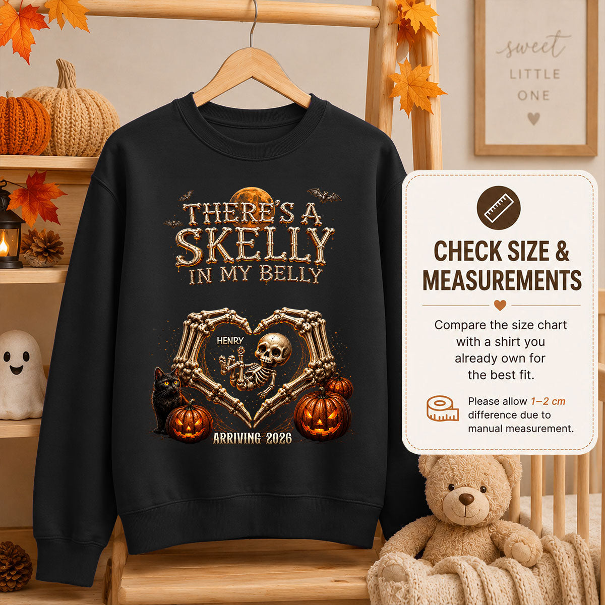Skeleton Baby Halloween Pregnancy Announcement - Personalized Shirt - Gift For Her