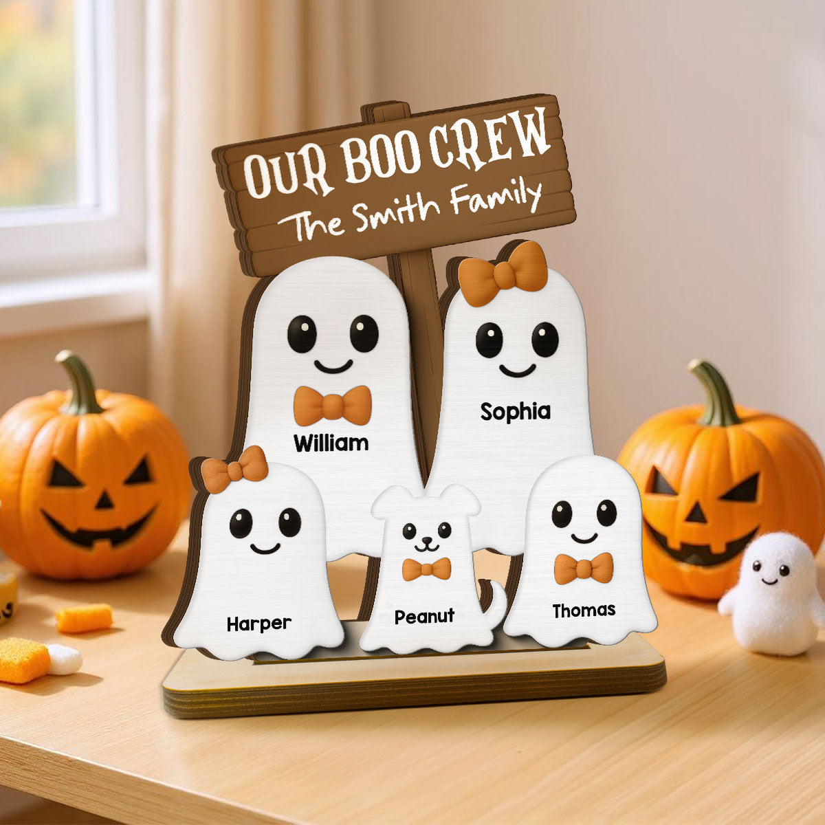 Halloween Boo Family - Personalized 2-Layered Wooden Plaque