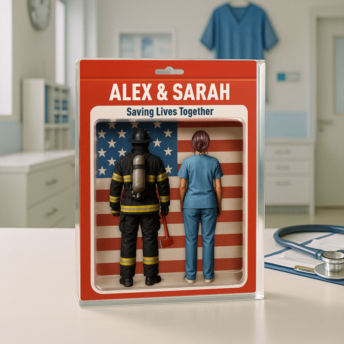 Hero Couple You & Me We Got This Realistic Figures Style Personalized Acrylic Block Plaque