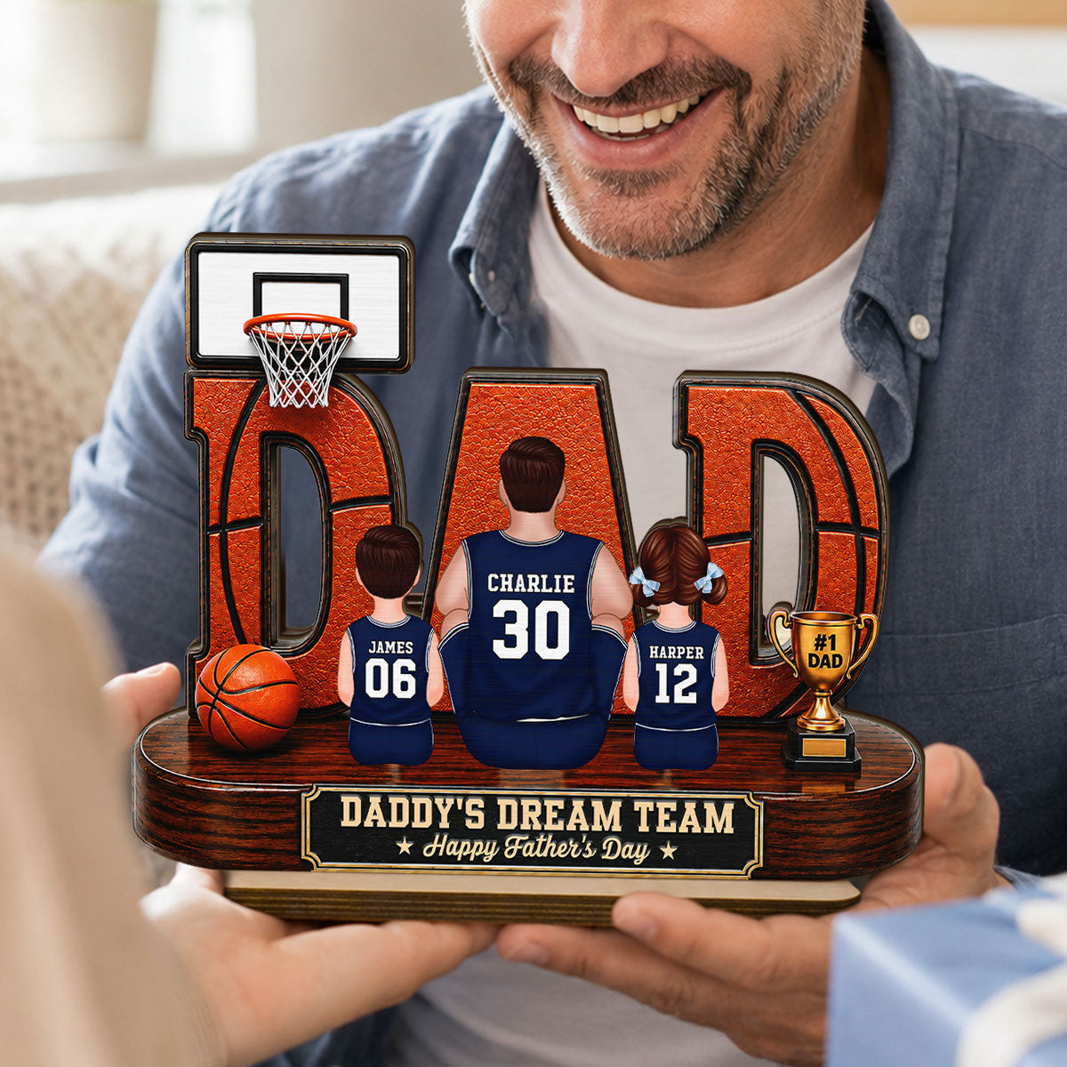 [UP TO 39% OFF] Basketball Dad Legend Daddy's Dream Team - Personalized 2-Layered Wooden Plaque - Unique Father's Day Gift For Dad, Husband, Basketball Fans