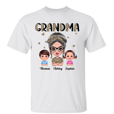 Half Leopard Grandma With Grandkids - Personalized Shirt