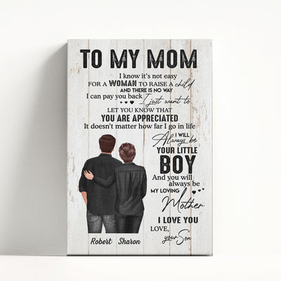To My Mom From Daughter, Son Retro Vintage Personalized Canvas, Mother's Day gift