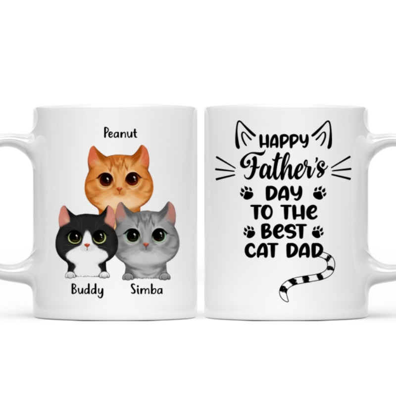 Happy Father‘s Day To The Best Cat Dad Cat Shape Watercolor Cute Cats Personalized Mug