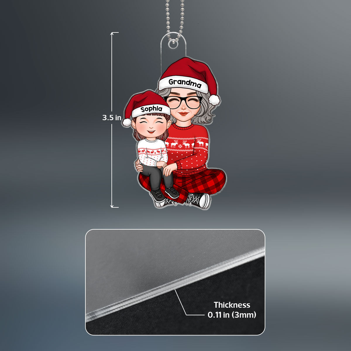 Cute Grandkid Sitting On Grandma Lap Christmas Gift For Granddaughter Grandson Personalized Acrylic Ornament