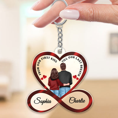 Infinity Heart Couple Back View Standing Anniversary Gift For Him Gift For Her Personalized Acrylic Keychain