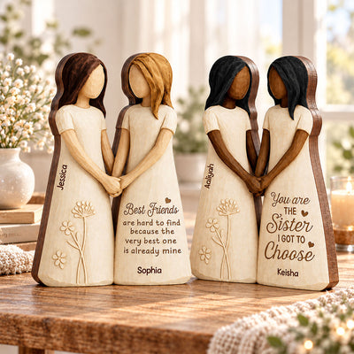 Besties Forever - Personalized Wooden Block Plaque - Christmas Gift For Best Friends