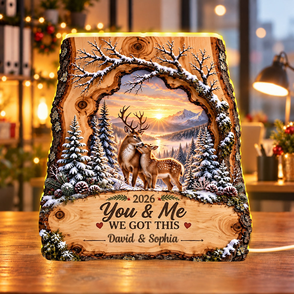 Deer Couple We Got This - Personalized Light Box - Heartfelt Christmas Gift for Her, for Him
