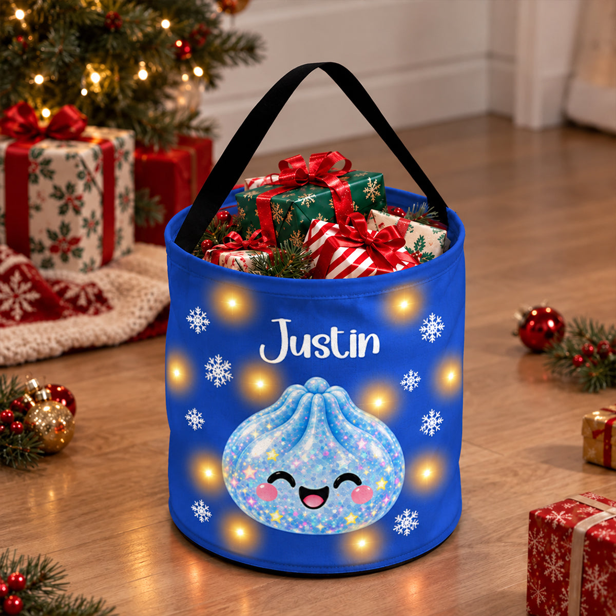 Cute Squishy Dumpling - Personalized Christmas Gift Bag - Holiday Gift Bag, Family Christmas Sack for Kids