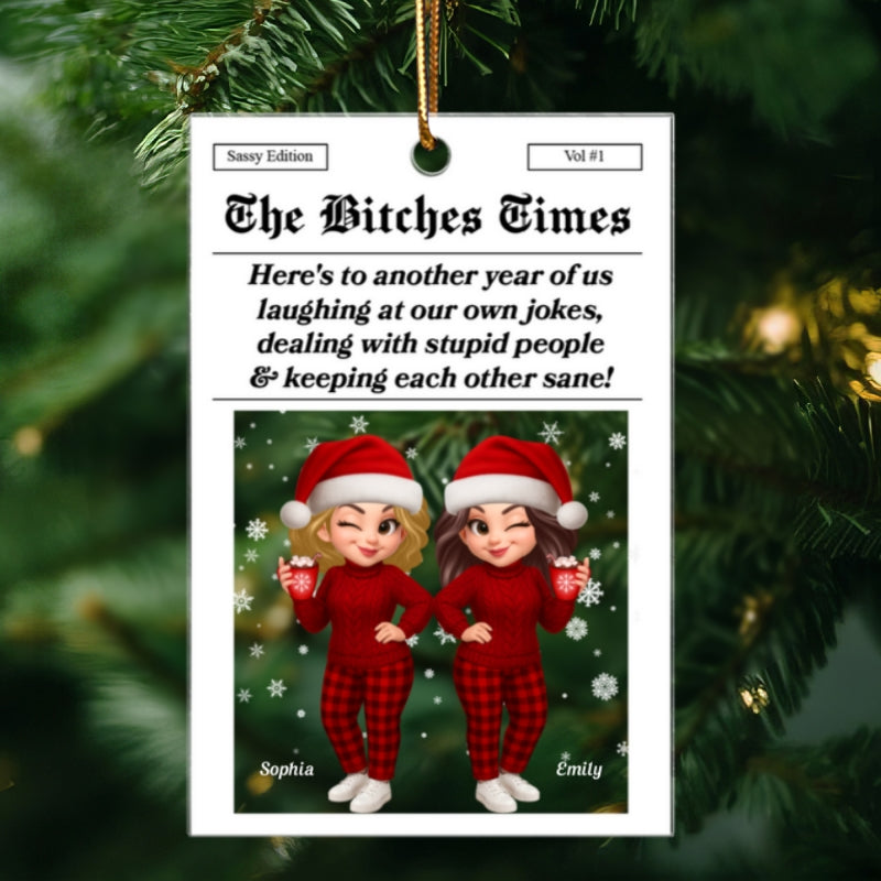 Funny Christmas Pretty Besties Magazine Edition - Personalized Acrylic Ornament - Gift For Best Friends