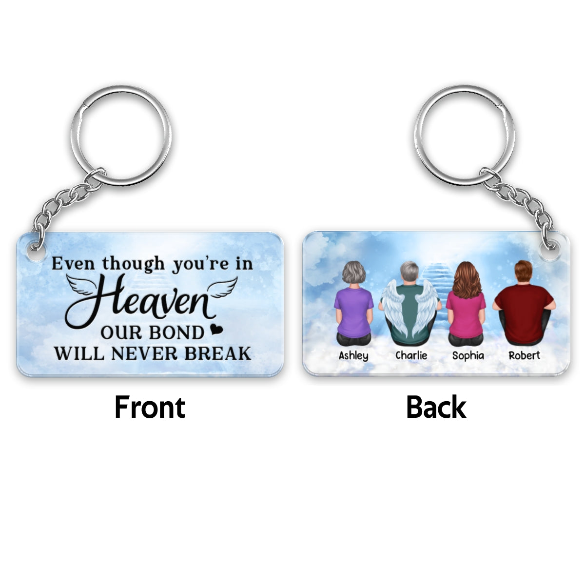 Heaven Cloud Stairs Family Memorial Gift Remembrance Sympathy Keepsake Personalized Acrylic Keychain