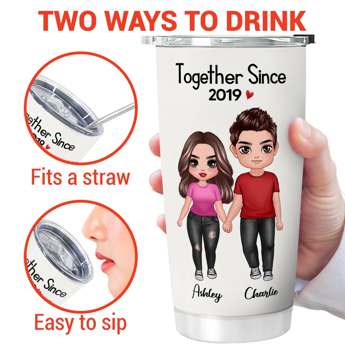 Doll Couple Standing Gift For Him For Her Personalized Tumbler