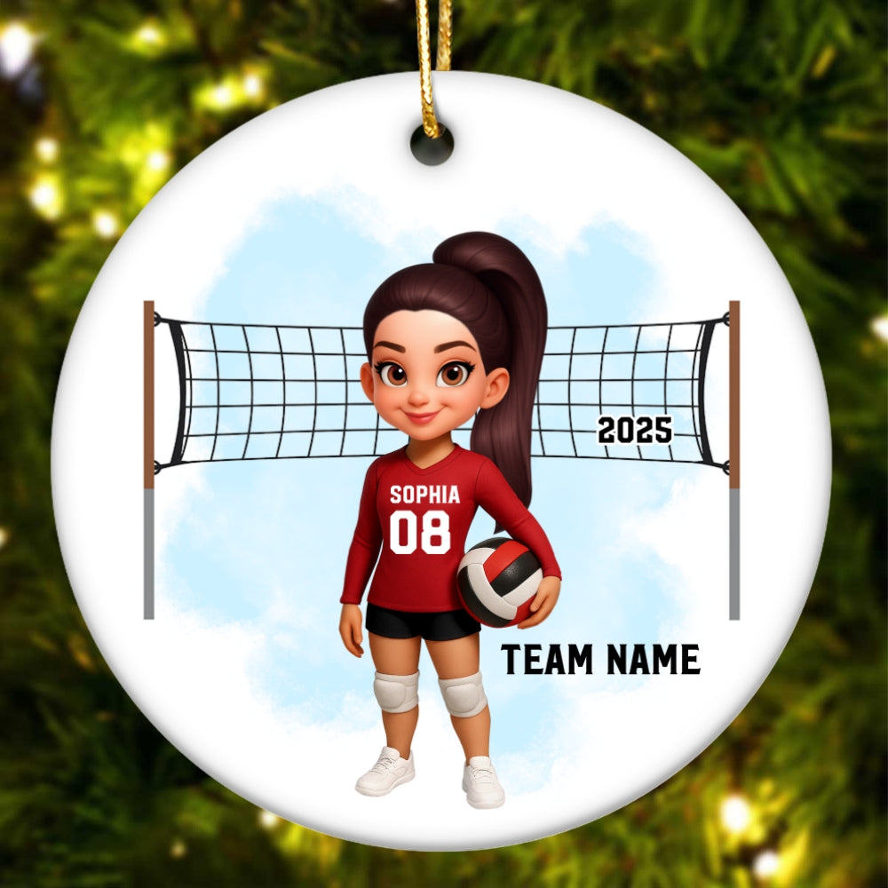 Christmas Volleyball Player - Personalized Ceramic Ornament - Gift For Volleyball Lovers, School Volleyball Team