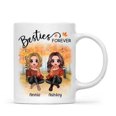 Doll Best Friends Besties Sitting Fall Season Personalized Mug