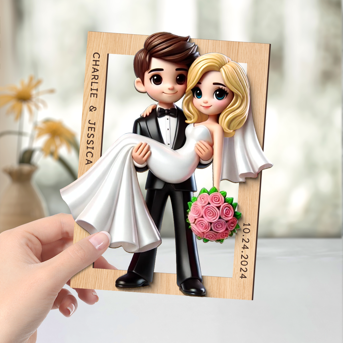 Personalized Mr Mrs First Year Married Couple Personalized 2-Layered Wooden Plaque, Gift for him, Gift for her