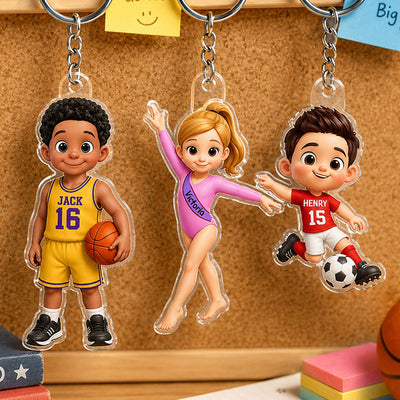 Trending Sport Soccer Football Baseball Player - Personalized Acrylic Keychain - Daily Use Back to School Birthday Gift for Boys Girls