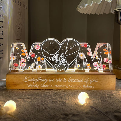 [EXCLUSIVE LIMITED EDITION] Mom Everything We Are Is Because Of You, Perfect Gift For Mom Personalized Acrylic Block LED Night Light