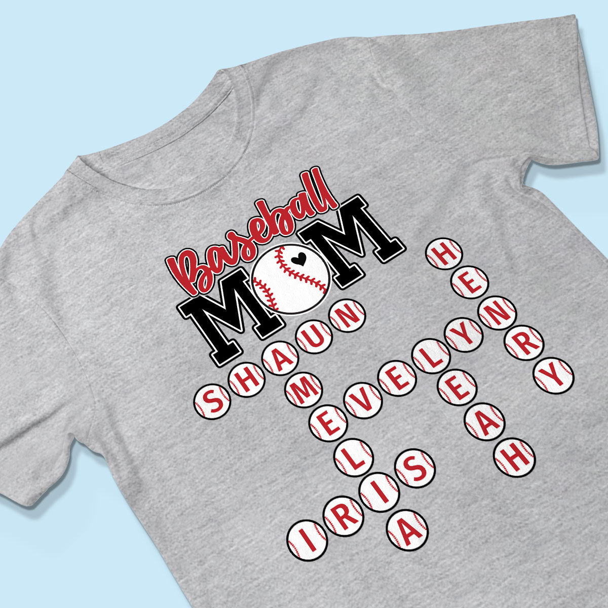 Baseball Mom Grandma Crossword Puzzle Art Personalized Shirt