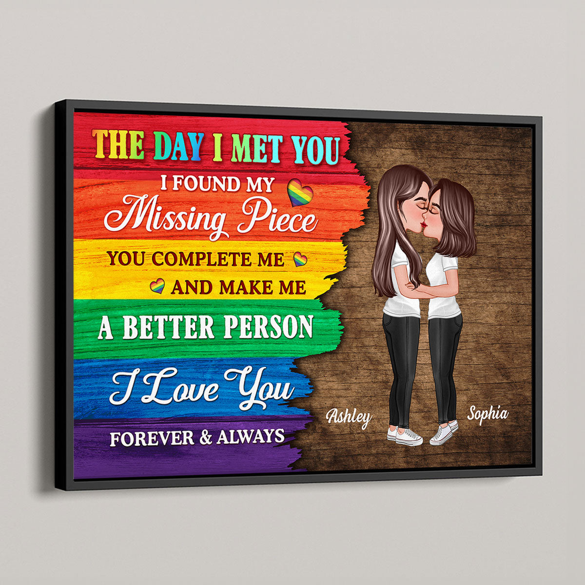 Half LGBT Flag Couple The Day I Met You Pride Month Personalized Poster, Gift For Couple
