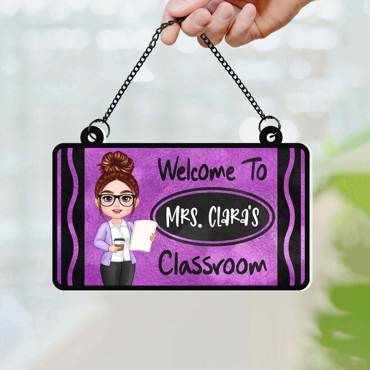 Teacher Crayon Welcome To Classroom Personalized Suncatcher| Back To School, Classroom Decoration