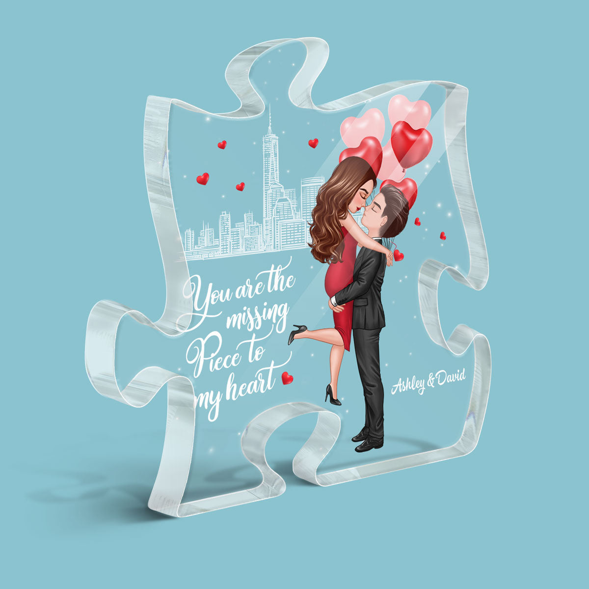 The Missing Piece To My Heart - Personalized Acrylic Block Plaque - Anniversary Gift For Him, Gift For Her