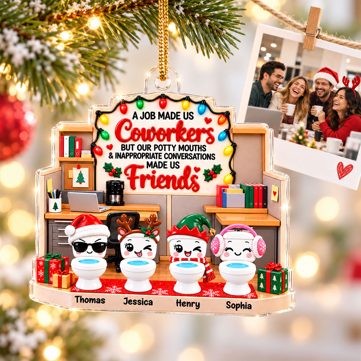 Funny Potty Mouth Coworkers Forever Friends - Personalized Acrylic Ornament - Christmas Gift For Coworkers, Work Besties, Office Friends