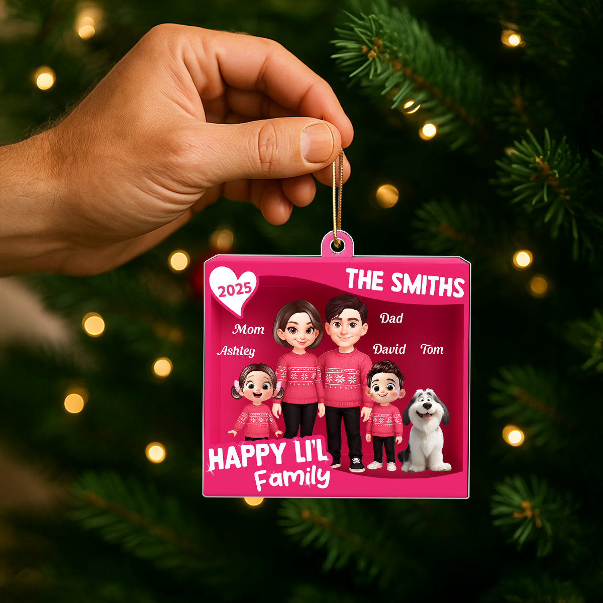 Family 3D Action Figure Toy Box - Personalized Acrylic Ornament - Christmas Gift For Family, Husband, Wife