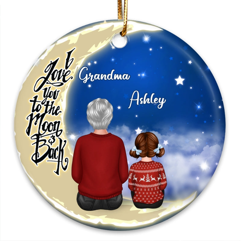Grandma Grandkids On Moon - Personalized Ornament - Christmas Gift