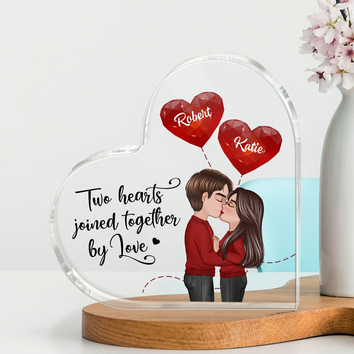 Two Hearts Joined Together By Love Personalized Heart Acrylic Plaque
