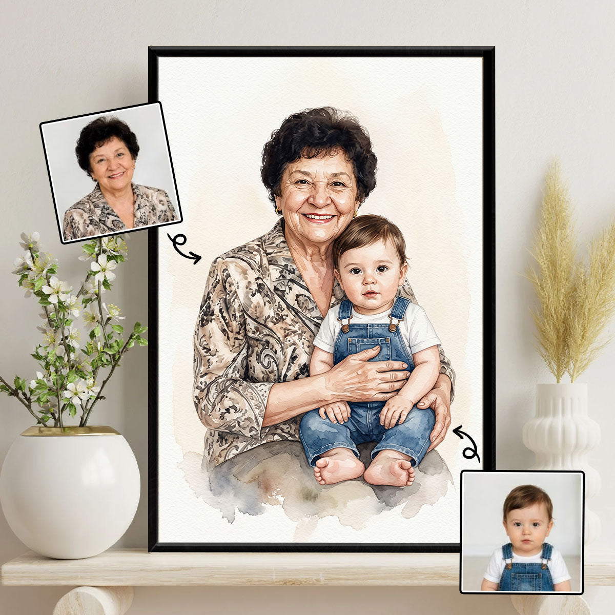 Add Deceased Loved One to Photo, Merge Multiple Pictures - Personalized Poster - Custom Family Memorial Portrait, Sympathy Gift