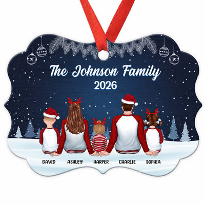 Christmas Night Pajamas Family Sitting Personalized Christmas Ornament