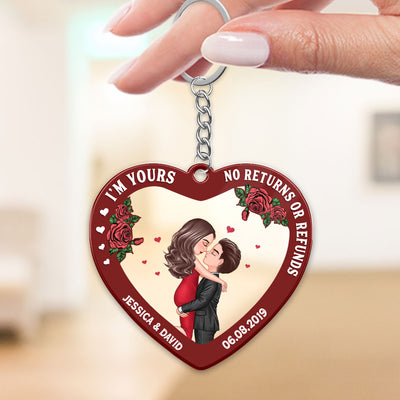 Couple Flowers Heart I‘m Yours Personalized Acrylic Keychain