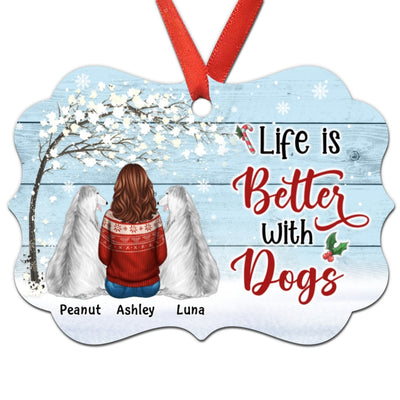 Life Is Better With Dogs Winter Tree Personalized Christmas Ornament