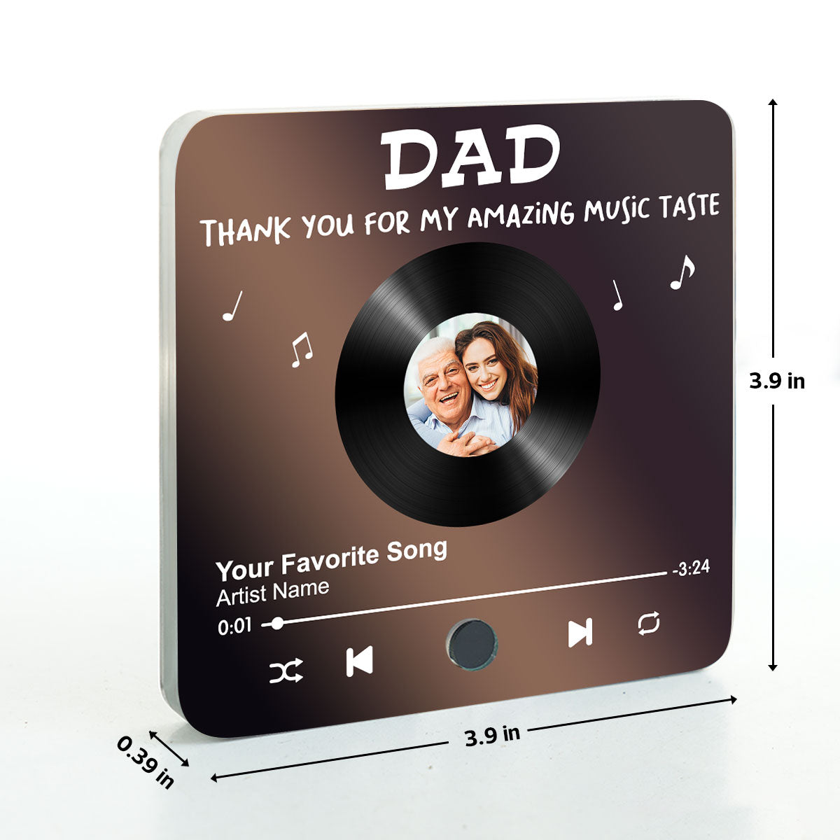 Dad Thank You For My Amazing Music Taste Upload Photo Favorite Song Personalized Music Fridge Magnet