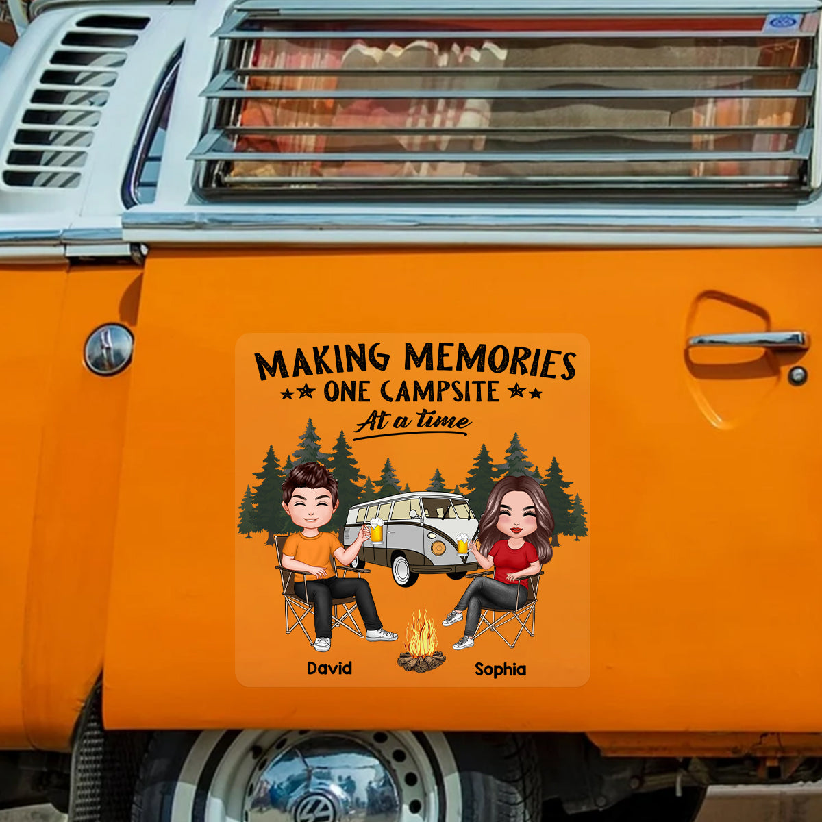 Camping Partners For Life Doll Couple Sitting Personalized RV Decal